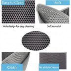 Hexagonal mesh material with text describing its features.